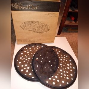 The Pampered Chef RETIRED Set of Two Microwave Potato Chip Maker Preowned